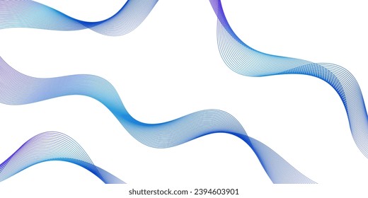 Abstract background with waves for banner. Medium banner size. Vector background with lines. Element for design isolated on white. Blue colors. Ocean, sea, water