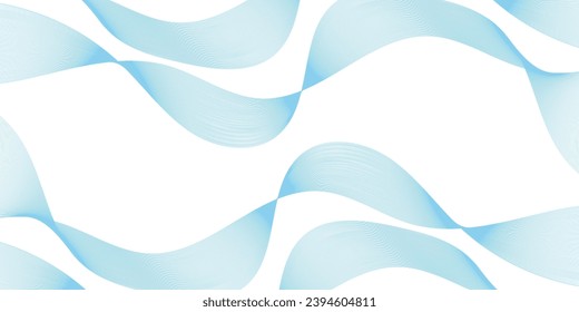 Abstract background with waves for banner. Medium banner size. Vector background with lines. Element for design isolated on white. Blue colors. Ocean, sea, water