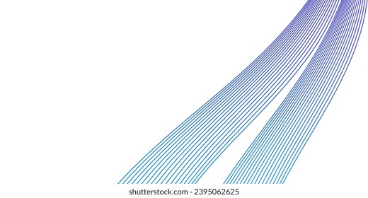 Abstract background with waves for banner. Medium banner size. Vector background with lines. Element for design isolated on white. Blue colors. Ocean, sea, water