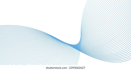 Fondo abstracto con olas para el cartel. Tamaño medio de la pancarta. Fondo vectorial con líneas. Elemento para el diseño aislado en blanco. Colores azules. Océano, mar, agua