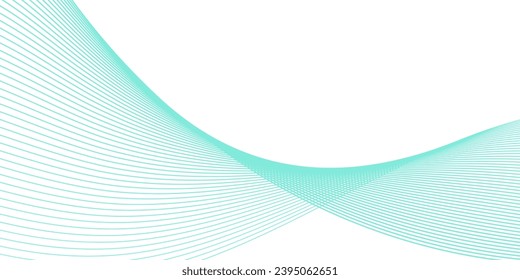 Abstract background with waves for banner. Medium banner size. Vector background with lines. Element for design isolated on white. Blue colors. Ocean, sea, water