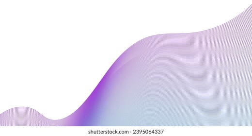 Abstract background with waves for banner. Medium banner size. Vector background with lines. Element for design isolated on white. Purple colors. Ocean, sea, water