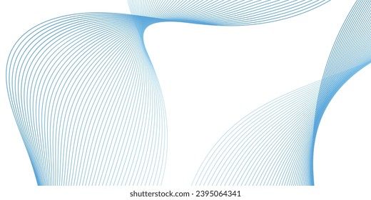 Abstract background with waves for banner. Medium banner size. Vector background with lines. Element for design isolated on white. Blue colors. Ocean, sea, water