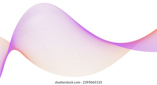 Abstract background with waves for banner. Medium banner size. Vector background with lines. Element for design isolated on white. Orange and pink colors