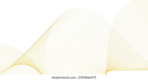 Abstract background with waves for banner. Medium banner size. Vector background with lines. Element for design isolated on white. Orange and yellow colors
