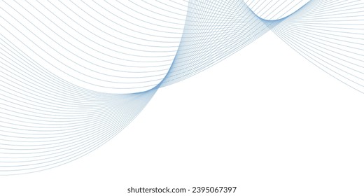 Abstract background with waves for banner. Medium banner size. Vector background with lines. Element for design isolated on white. Blue colors. Ocean, sea, water