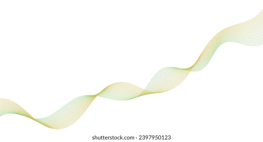 Abstract background with waves for banner. Medium banner size. Vector background with lines. Element for design isolated on white. Green and yellow colors