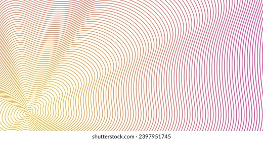 Abstract background with waves for banner. Medium banner size. Vector background with lines. Element for design isolated on white. Pink and orange colors