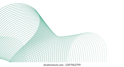 Abstract background with waves for banner. Medium banner size. Vector background with lines. Element for design isolated on white. Green color. Eco, nature, spring