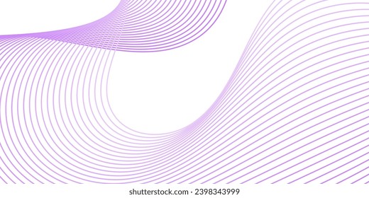 Fondo abstracto con olas para el cartel. Tamaño medio de la pancarta. Fondo vectorial con líneas. Elemento para el diseño aislado en blanco. Colores morado y blanco. Rosa. Belleza, chicas