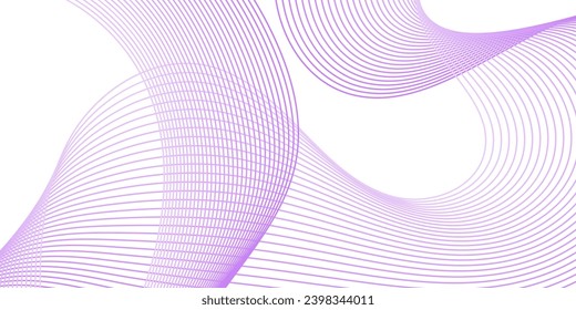 Abstract background with waves for banner. Medium banner size. Vector background with lines. Element for design isolated on white. Purple and white colors. Pink. Beauty, girls