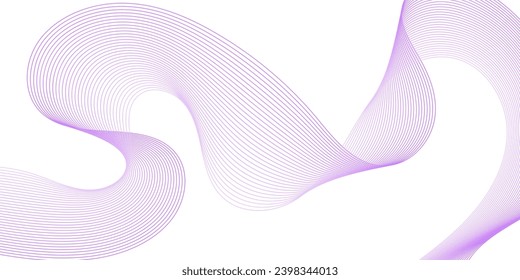 Abstrakter Hintergrund mit Wellen für Banner. Mittlere Bannergröße. Vektorhintergrund mit Linien. Element für Design einzeln auf Weiß. Violett-weiße Farben. Rosa. Schönheit, Mädchen