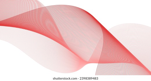 Abstract background with waves for banner. Medium banner size. Vector background with lines. Element for design isolated on white. Red color. Beauty, fashion, girls, women, love
