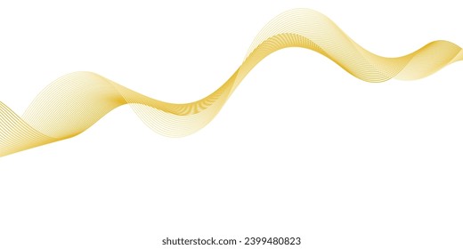 Abstract background with waves for banner. Medium banner size. Vector background with lines. Element for design isolated on white. Yellow and orange colors. Sun, summer, spring