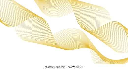 Abstract background with waves for banner. Medium banner size. Vector background with lines. Element for design isolated on white. Yellow and orange colors. Sun, summer, spring