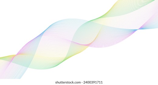 Abstract background with waves for banner. Medium banner size. Vector background with lines. Element for design isolated on white. Colorful	