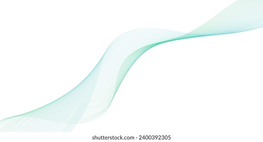Abstract background with waves for banner. Medium banner size. Vector background with lines. Element for design isolated on white. Green and blue color. Water, ocean, nature, eco