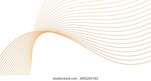 Abstract background with waves for banner. Medium banner size. Vector background with lines. Element for design isolated on white. Orange and yellow. Summer, spring. Holiday, card