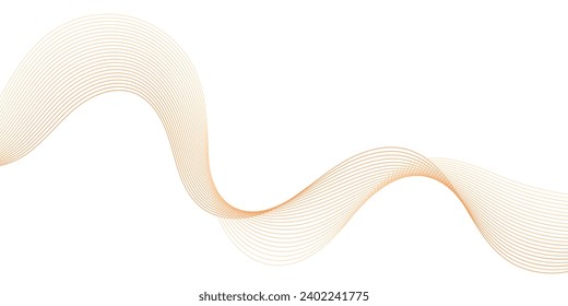 Abstract background with waves for banner. Medium banner size. Vector background with lines. Element for design isolated on white. Orange and yellow. Summer, spring. Holiday, card