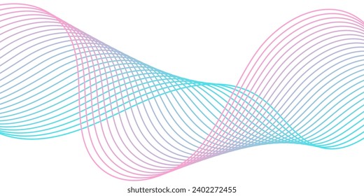 Abstract background with waves for banner. Medium banner size. Vector background with lines. Element for design isolated on white. Pink and blue. Girl or boy. Holiday