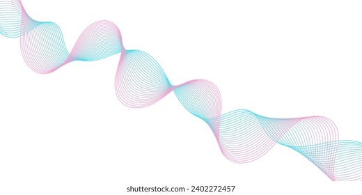Abstract background with waves for banner. Medium banner size. Vector background with lines. Element for design isolated on white. Pink and blue. Girl or boy. Holiday