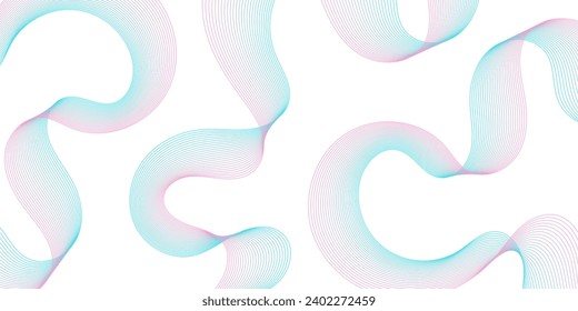 Abstract background with waves for banner. Medium banner size. Vector background with lines. Element for design isolated on white. Pink and blue. Girl or boy. Holiday