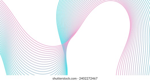 Abstract background with waves for banner. Medium banner size. Vector background with lines. Element for design isolated on white. Pink and blue. Girl or boy. Holiday