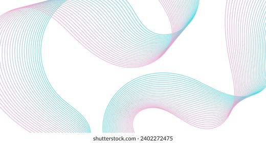 Abstract background with waves for banner. Medium banner size. Vector background with lines. Element for design isolated on white. Pink and blue. Girl or boy. Holiday