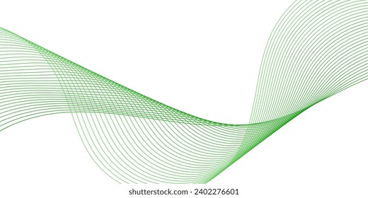 Abstract background with waves for banner. Medium banner size. Vector background with lines. Element for design isolated on white. Green color. Eco, nature