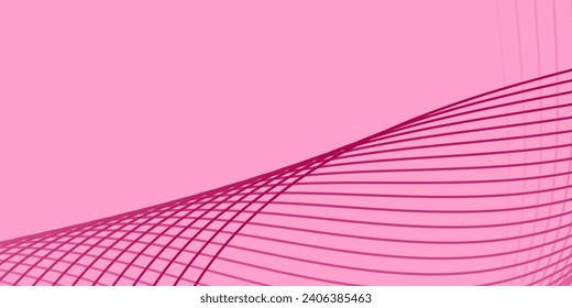 Abstract background with waves for banner. Medium banner size. Vector background with lines. Element for design isolated on pink. Pink. Valentine's Day