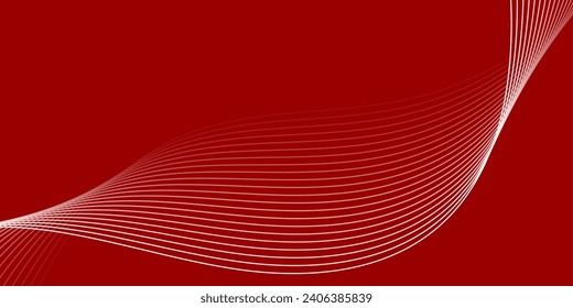 Abstract background with waves for banner. Medium banner size. Vector background with lines. Element for design isolated on red. White and red. Valentine's Day