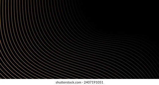 Abstract background with waves for banner. Medium banner size. Vector background with lines. Element for design isolated on black. Black and colorful