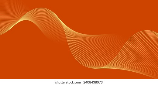 Abstrakter Hintergrund mit Wellen für Banner. Mittlere Bannergröße. Vektorhintergrund mit Linien. Element für Design einzeln auf Orange. Orange und Gelb. Broschüre, Broschüre