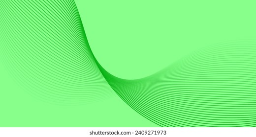 Abstract background with waves for banner. Medium banner size. Vector background with lines. Element for design isolated on green. Green gradient. Nature, eco. Brochure, booklet