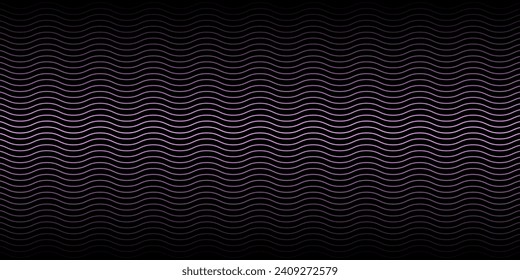 Abstract background with waves for banner. Medium banner size. Vector background with lines. Element for design isolated on black. Black and pink, purple