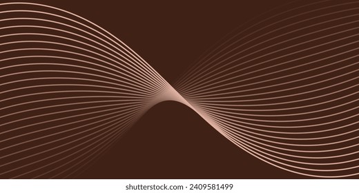 Abstract background with waves for banner. Medium banner size. Vector background with lines. Element for design isolated on brown. Brown color. Brochure, booklet