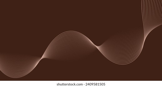 Abstract background with waves for banner. Medium banner size. Vector background with lines. Element for design isolated on brown. Brown color. Brochure, booklet