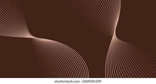 Abstract background with waves for banner. Medium banner size. Vector background with lines. Element for design isolated on brown. Brown color. Brochure, booklet