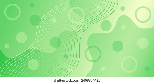 Abstract background with waves for banner. Medium banner size. Vector background with lines and shapes. Green color. Nature, eco. Brochure, booklet