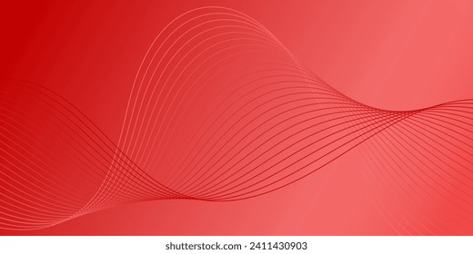 Abstract background with waves for banner. Medium banner size. Vector background with lines. Red color. Valentine's Day. Brochure, booklet
