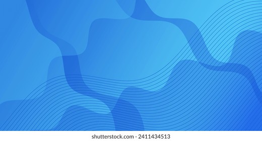 Abstract background with waves for banner. Medium banner size. Vector background with lines and shapes. Blue color. Water, ocean, winter. Brochure, booklet
