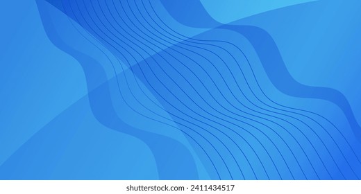 Abstract background with waves for banner. Medium banner size. Vector background with lines and shapes. Blue color. Water, ocean, winter. Brochure, booklet