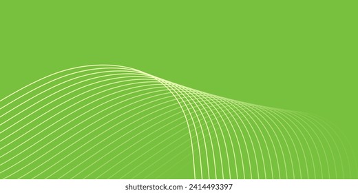 Abstract background with waves for banner. Medium banner size. Vector background with lines. Element for design isolated on green. Green color. Nature, eco. Brochure, booklet