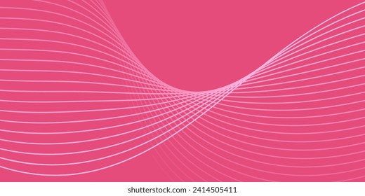 Abstract background with waves for banner. Medium banner size. Vector background with lines. Element for design isolated on pink. Pink color. Valentine's Day. Brochure, booklet