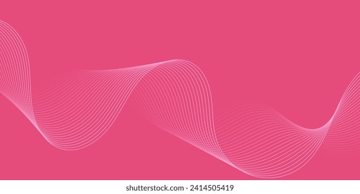 Abstract background with waves for banner. Medium banner size. Vector background with lines. Element for design isolated on pink. Pink color. Valentine's Day. Brochure, booklet