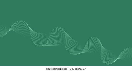 	
Abstract background with waves for banner. Medium banner size. Vector background with lines. Element for design isolated on green. Green color. Nature, eco. Brochure, booklet