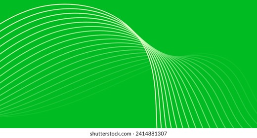 Abstract background with waves for banner. Medium banner size. Vector background with lines. Element for design isolated on green. Green color. Nature, eco. Brochure, booklet