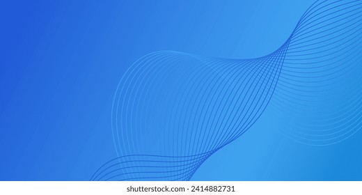 Abstract background with waves for banner. Medium banner size. Vector background with lines. Blue color. Water, ocean, winter. Brochure, booklet
