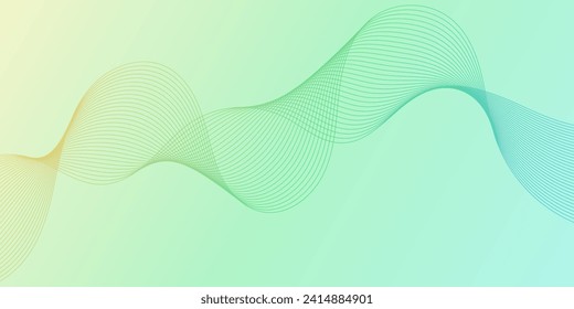 Fondo abstracto con olas para el cartel. Tamaño medio de la pancarta. Fondo vectorial con líneas. Colorido. Verde, azul, amarillo. Folleto, folleto