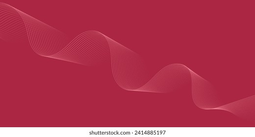 Abstract background with waves for banner. Medium banner size. Vector background with lines. Element for design isolated on pink. Pink, red color. Valentine's Day. Brochure, booklet